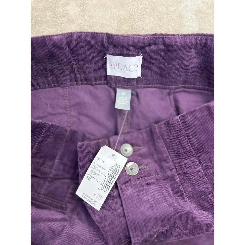 New The Children's Place Girls Midnight Plum Corduroy Flare Pants Size 16 NWT